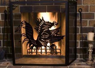 Metal fireplace screens.