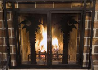 Metal fireplace screens.