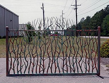 Metal gate with reeds by plasma designs.