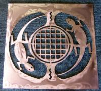 Metal lizzards cut in art design.