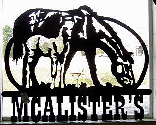 Horses images cut from metal.